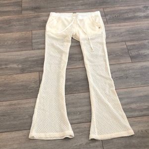 ROXY crochet bell bottom pants coverup cream small